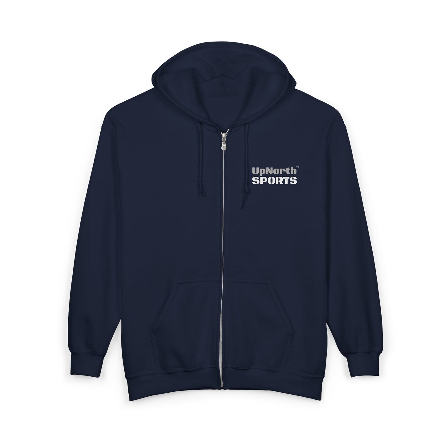 UpNorth Sports Navy Full Zip Hoodie front - UpNorth SPORTS