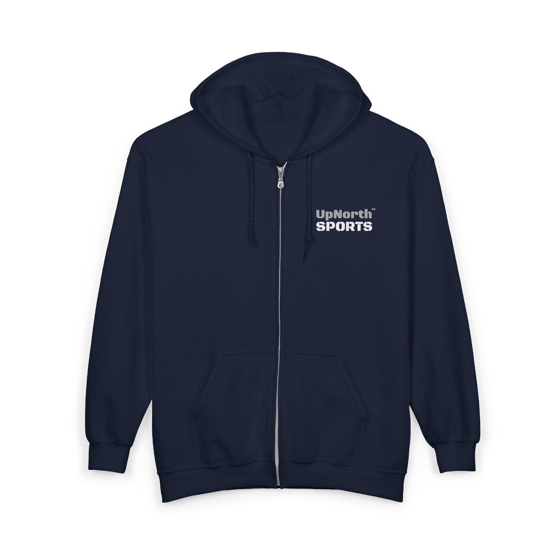 UpNorth Sports Navy Full Zip Hoodie front - UpNorth SPORTS