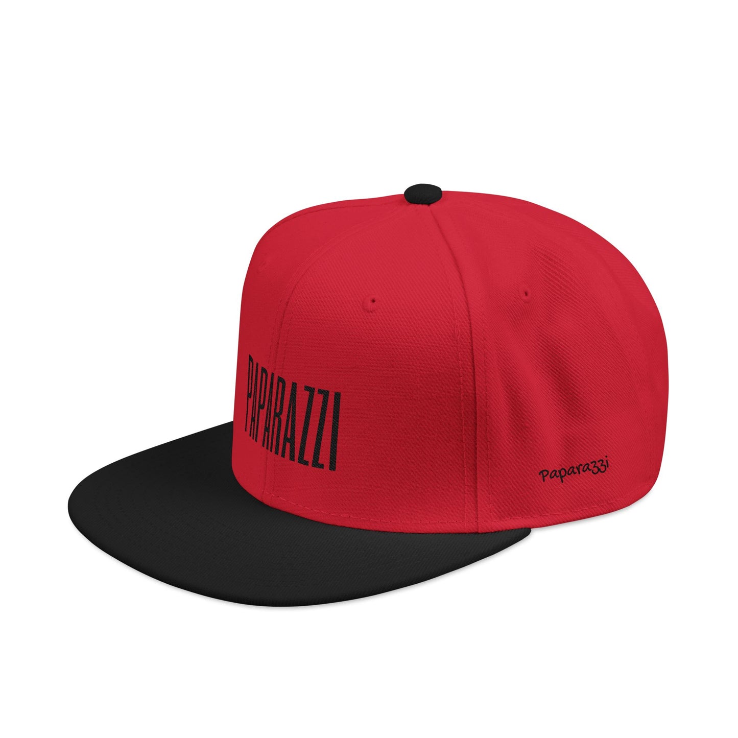 Red Paparazzi Black Flat Visor Cap left side - Paparazzi Original